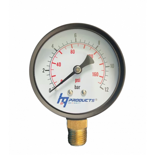 Manometers in zwart gecoate stalen kast 50mm
